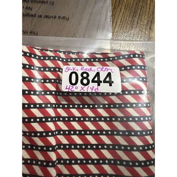 Patriotic/Nautical Fabric - 42" X 1 Yard - Black/Red/Cream Stripes & Dots - Picture 6 of 6